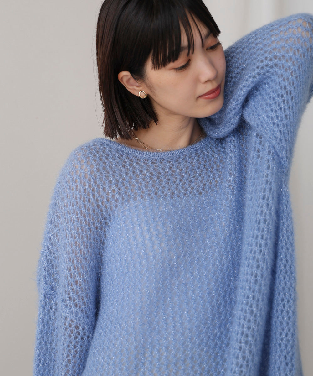 ネコヤーンラメシアーニット