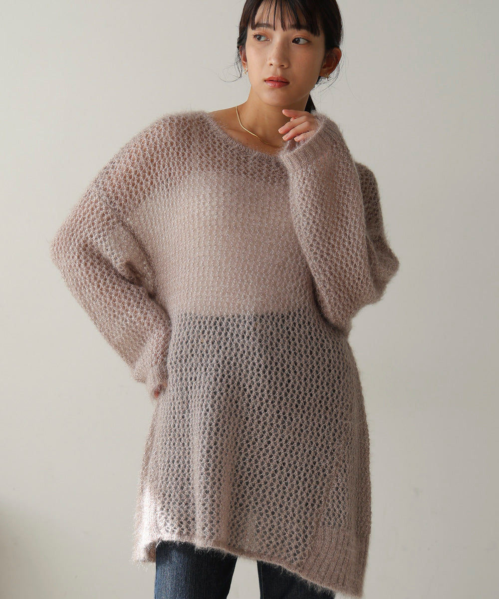 ネコヤーンラメシアーニット