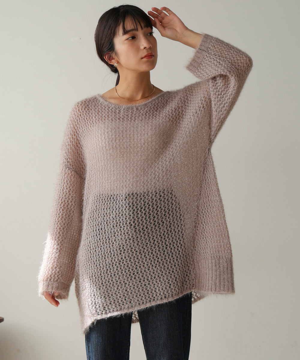 ネコヤーンラメシアーニット