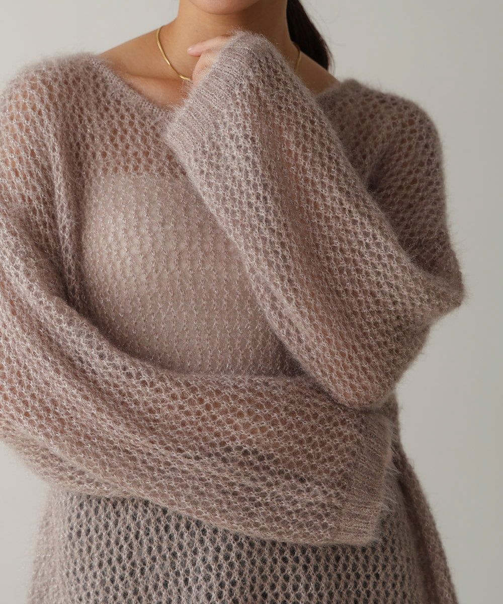 ネコヤーンラメシアーニット