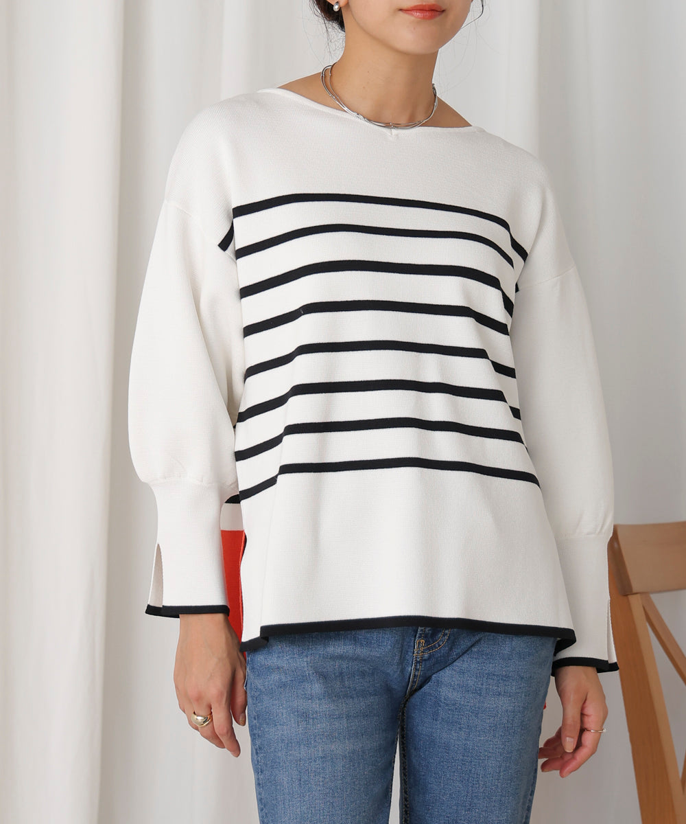 バックカラーブロッキングプルオーバー