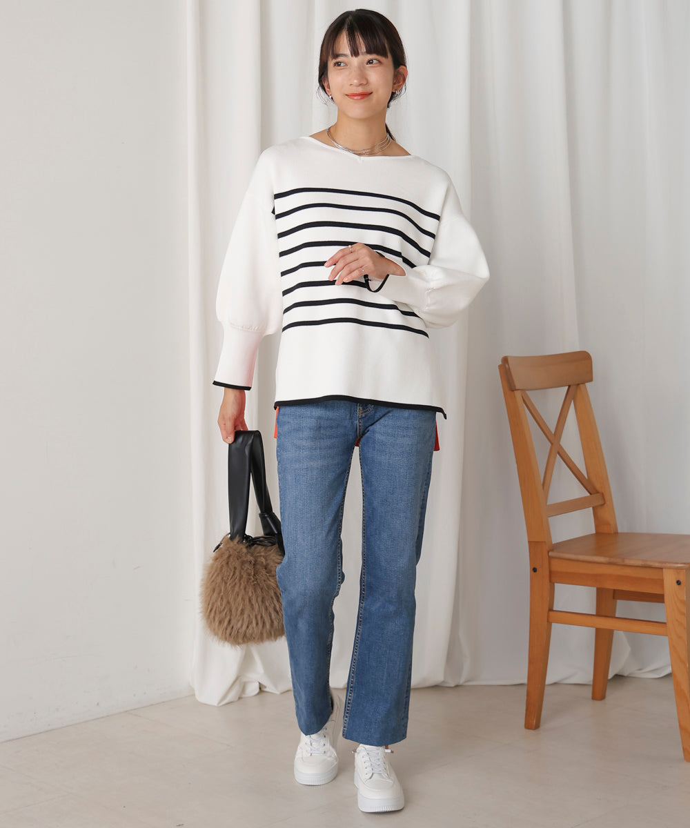 バックカラーブロッキングプルオーバー