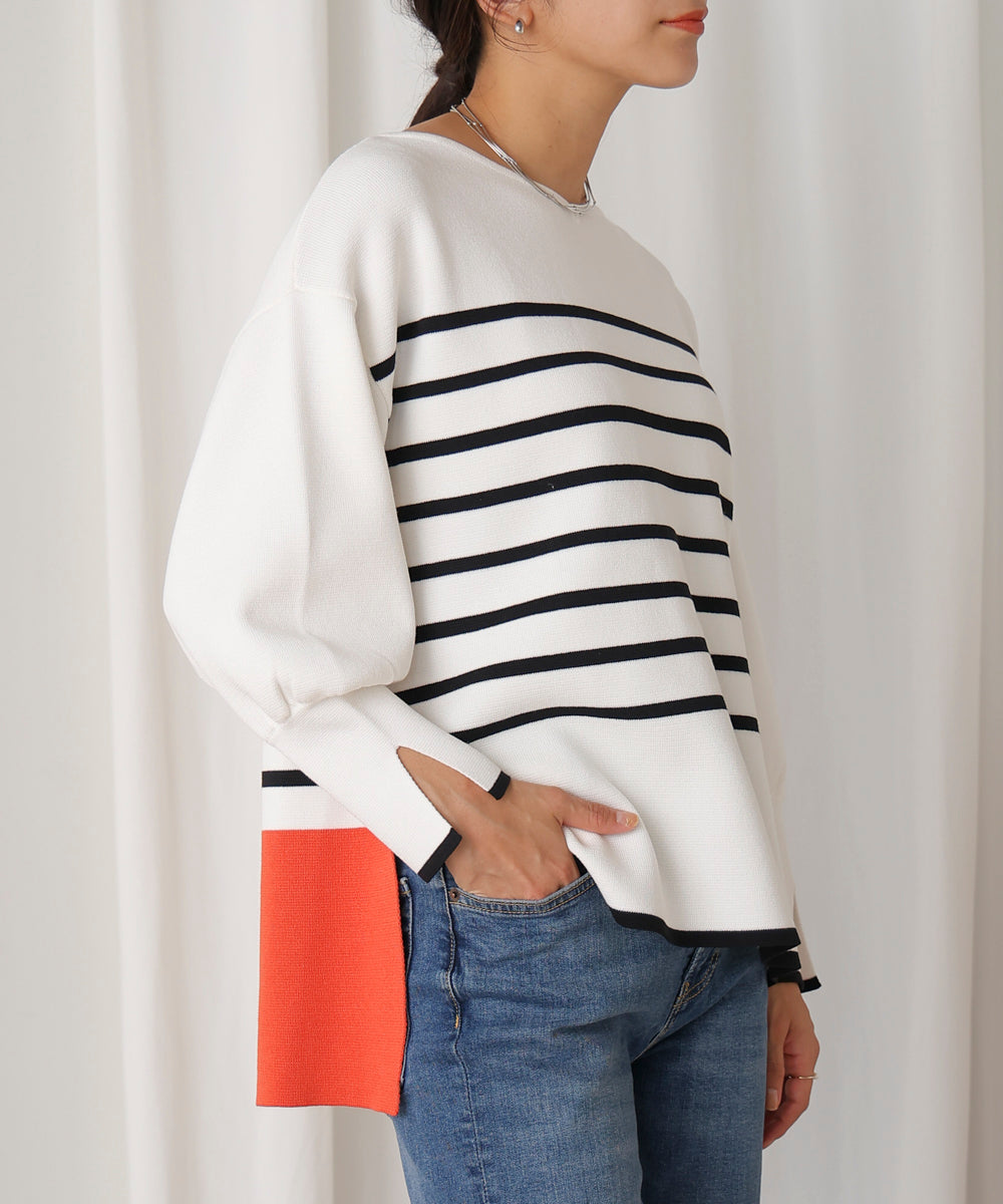 バックカラーブロッキングプルオーバー