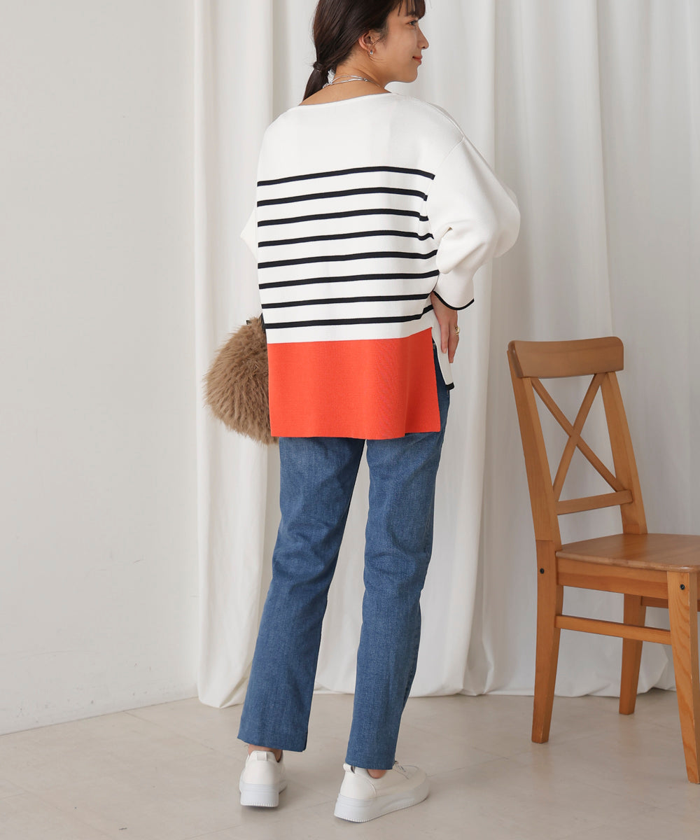 バックカラーブロッキングプルオーバー