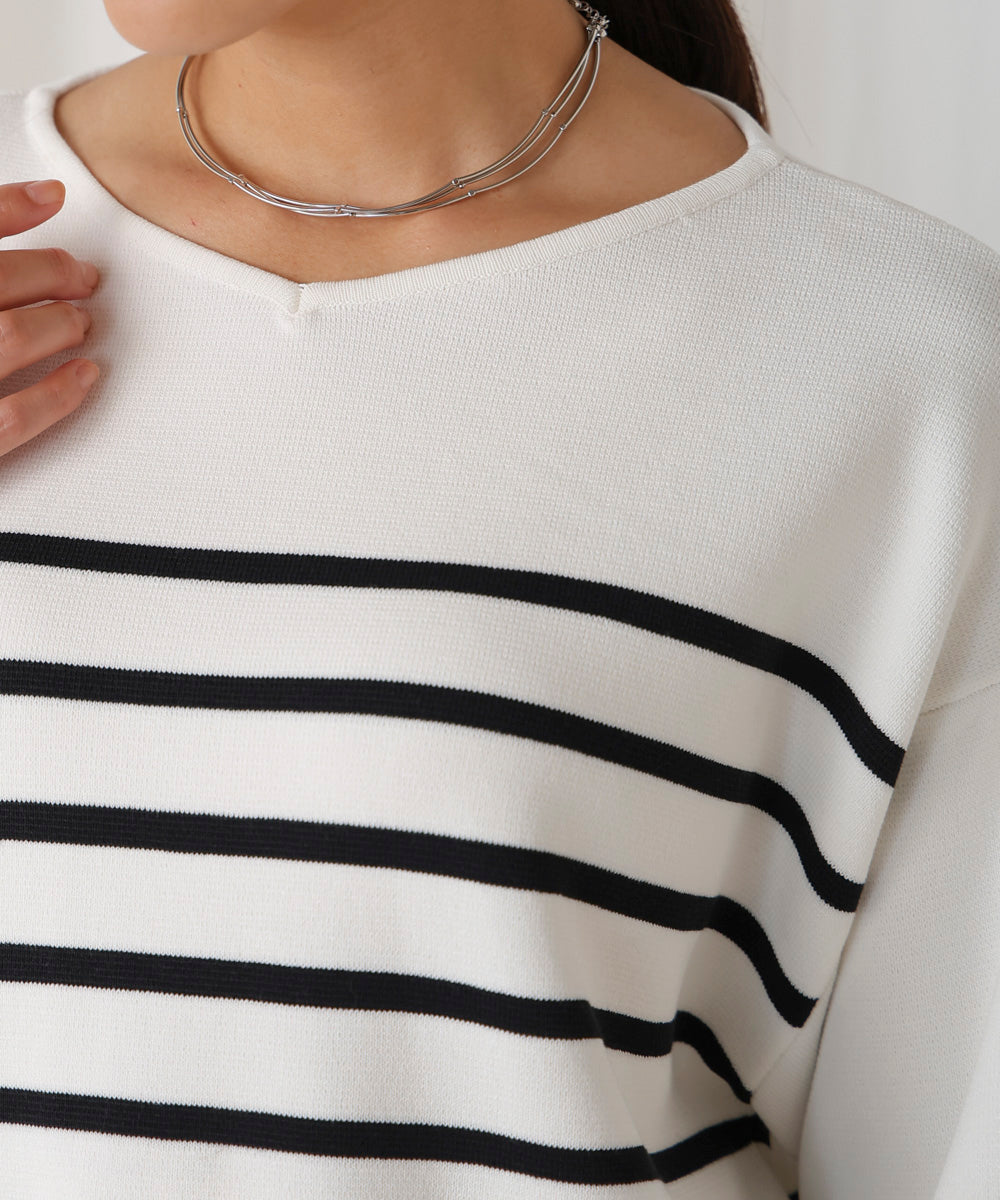 バックカラーブロッキングプルオーバー