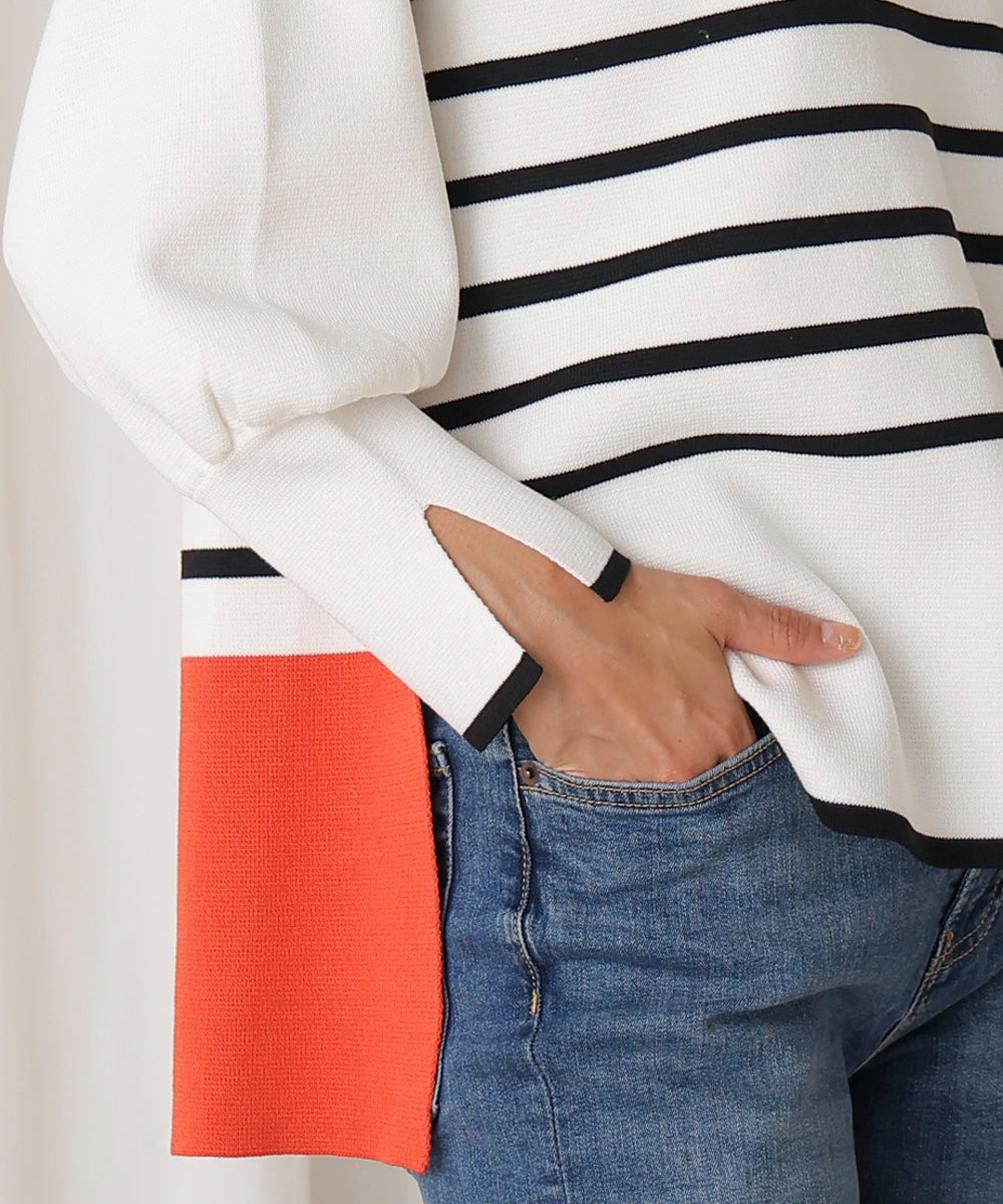 バックカラーブロッキングプルオーバー