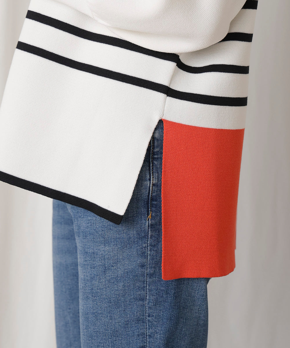 バックカラーブロッキングプルオーバー