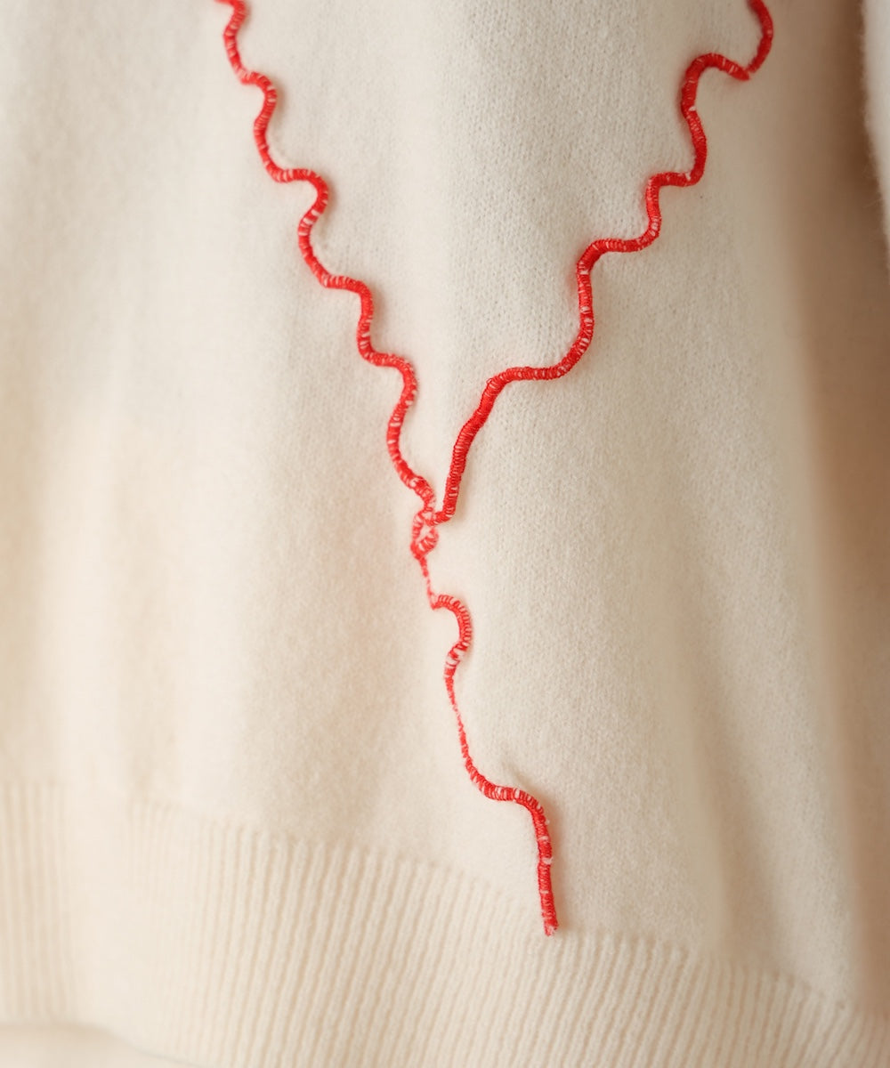 【大人気ニット/5色展開/セットアップ対応】ウェーブメロウニットトップス