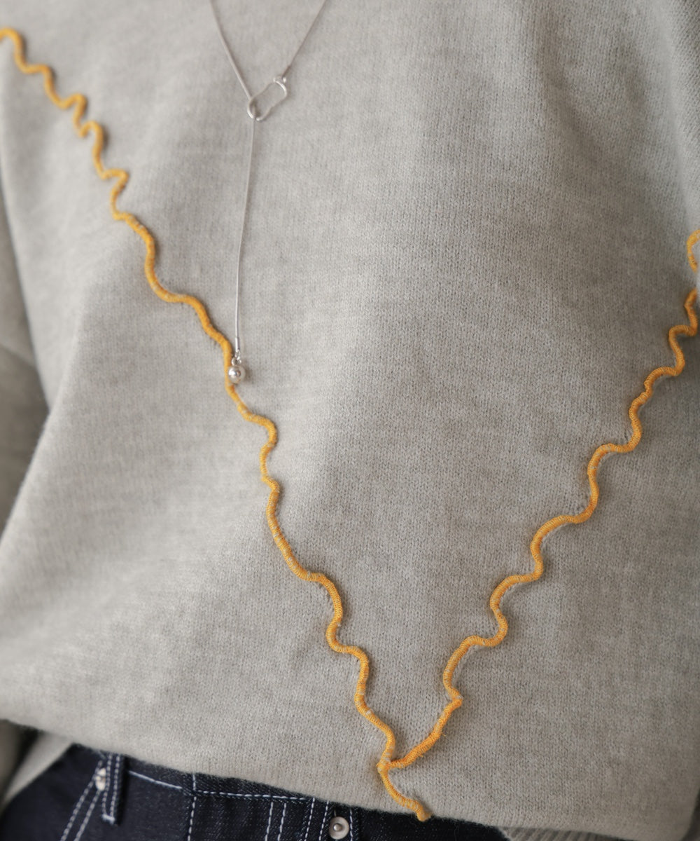 【大人気ニット/5色展開/セットアップ対応】ウェーブメロウニットトップス