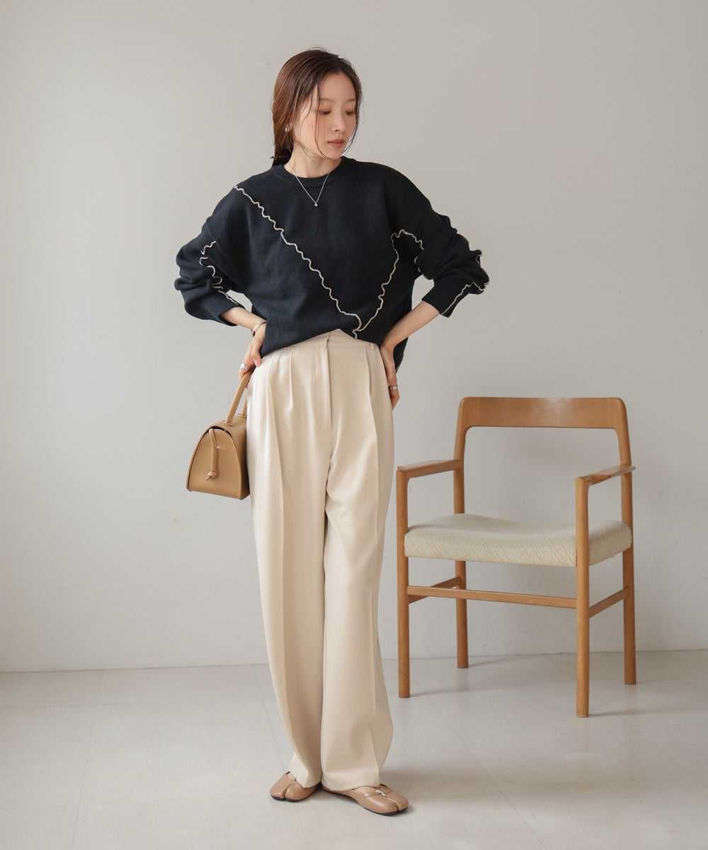 【大人気ニット/5色展開/セットアップ対応】ウェーブメロウニットトップス