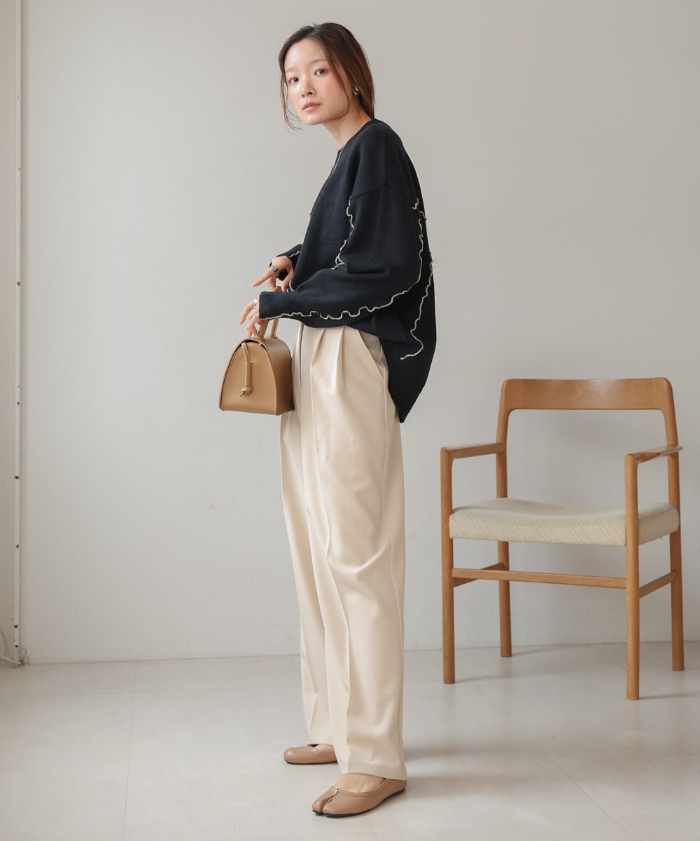 【大人気ニット/5色展開/セットアップ対応】ウェーブメロウニットトップス