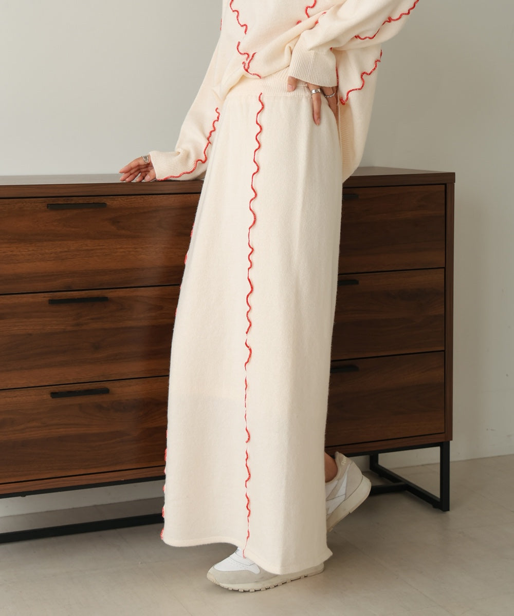 【大人気ニット/5色展開/セットアップ対応】ウェーブメロウニットスカート