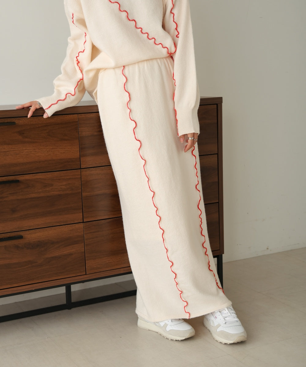 【大人気ニット/5色展開/セットアップ対応】ウェーブメロウニットスカート