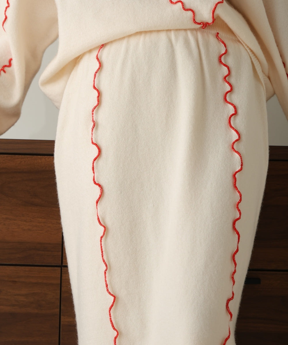 【大人気ニット/5色展開/セットアップ対応】ウェーブメロウニットスカート