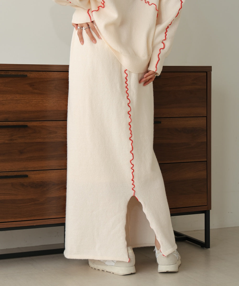 【大人気ニット/5色展開/セットアップ対応】ウェーブメロウニットスカート