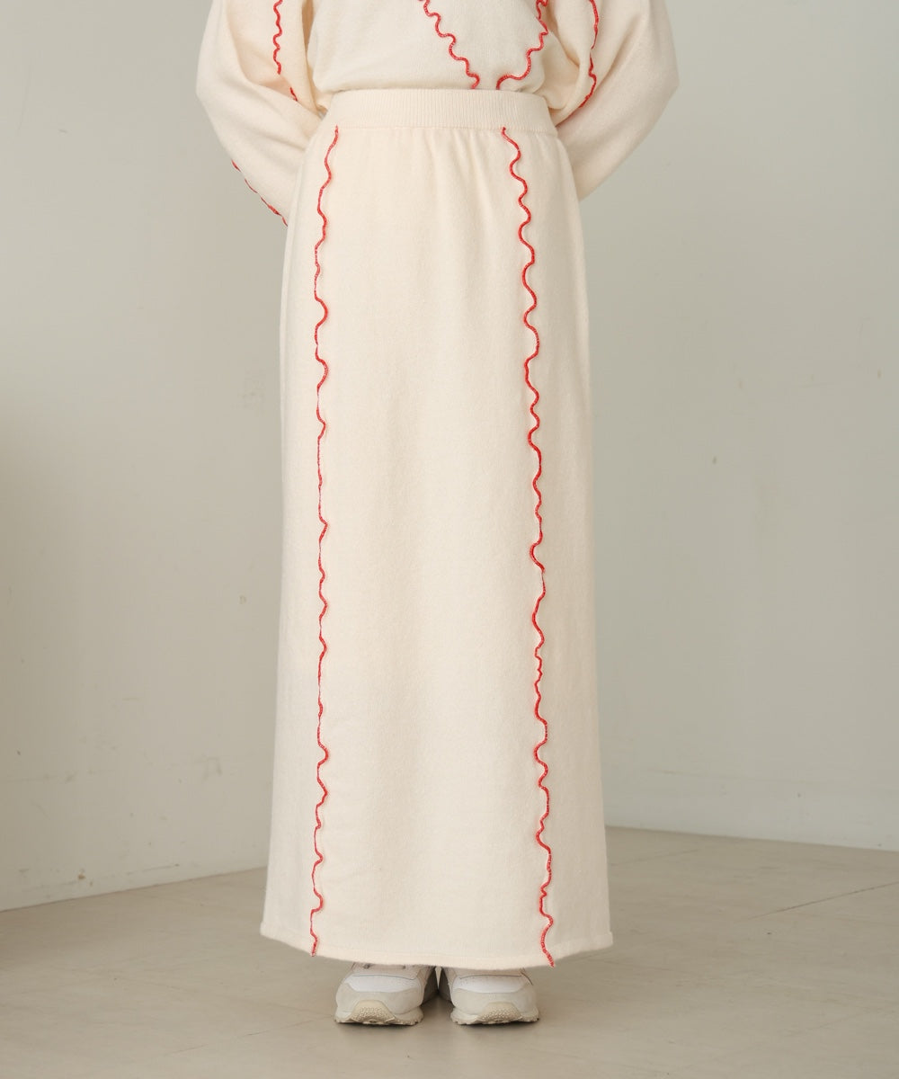 【大人気ニット/5色展開/セットアップ対応】ウェーブメロウニットスカート