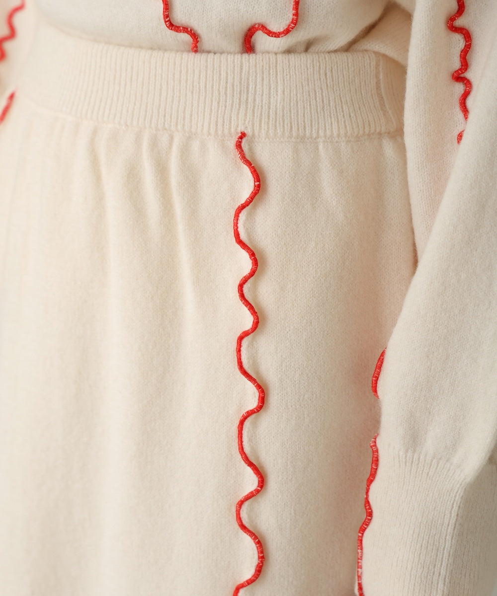 【大人気ニット/5色展開/セットアップ対応】ウェーブメロウニットスカート