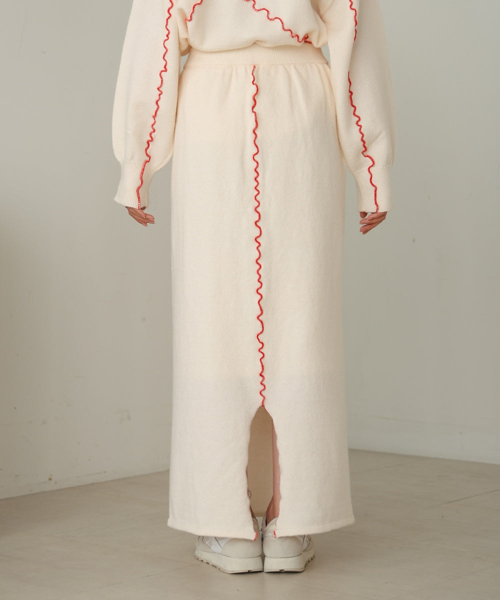 【大人気ニット/5色展開/セットアップ対応】ウェーブメロウニットスカート