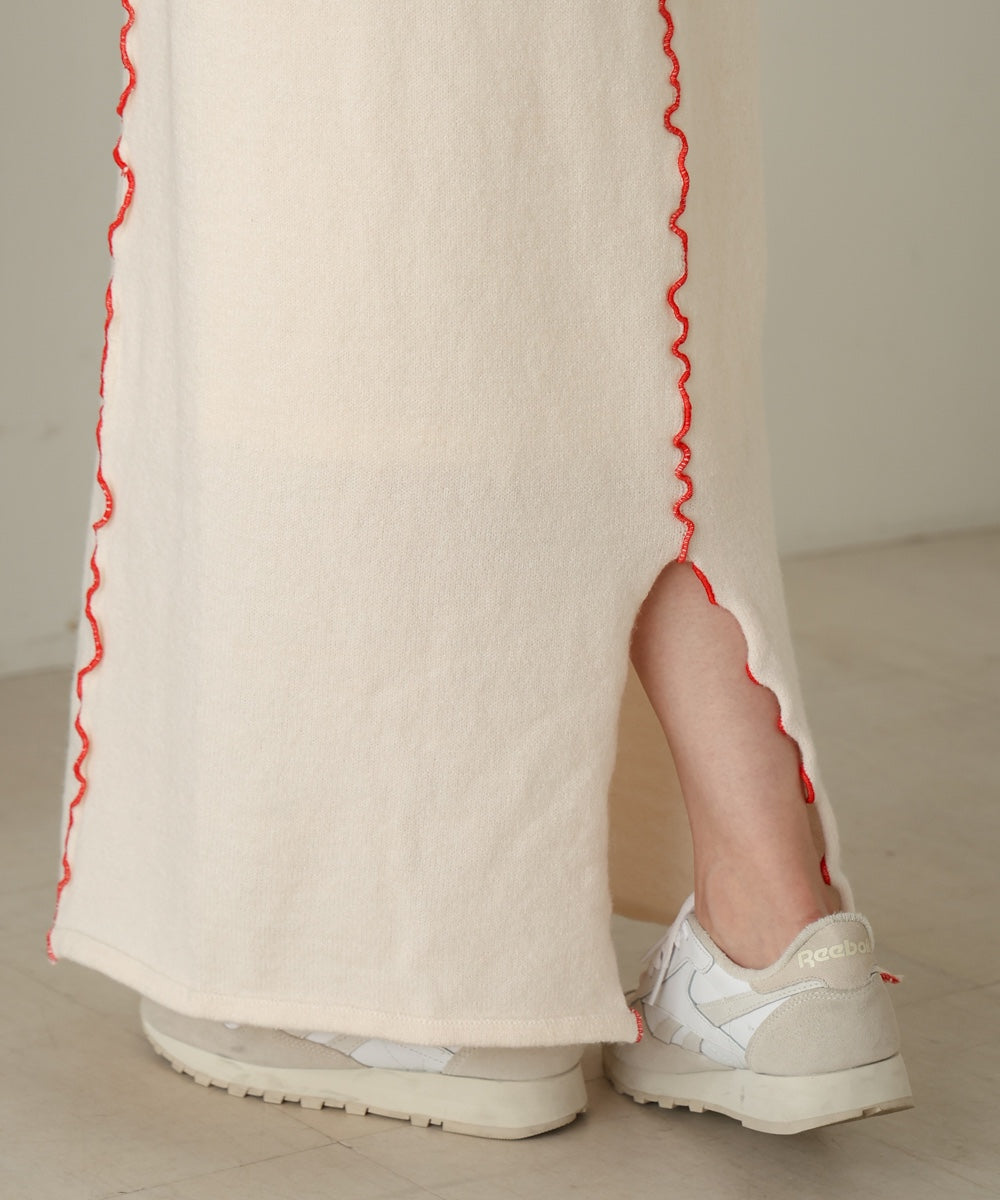 【大人気ニット/5色展開/セットアップ対応】ウェーブメロウニットスカート