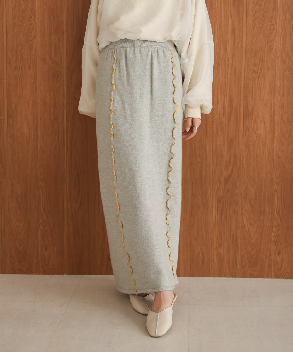 【大人気ニット/5色展開/セットアップ対応】ウェーブメロウニットスカート