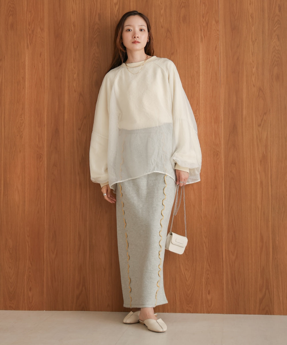 【大人気ニット/5色展開/セットアップ対応】ウェーブメロウニットスカート