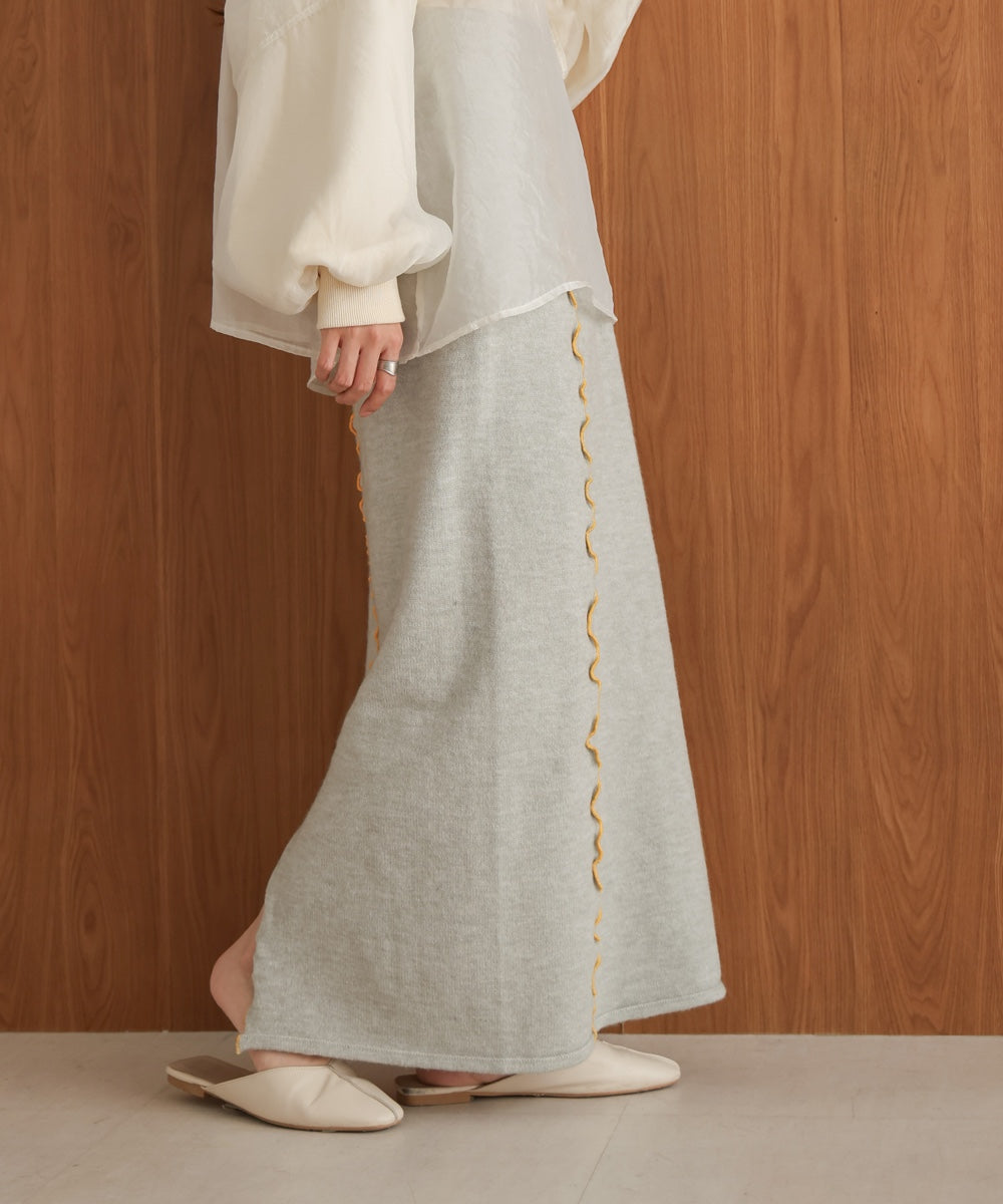 【大人気ニット/5色展開/セットアップ対応】ウェーブメロウニットスカート