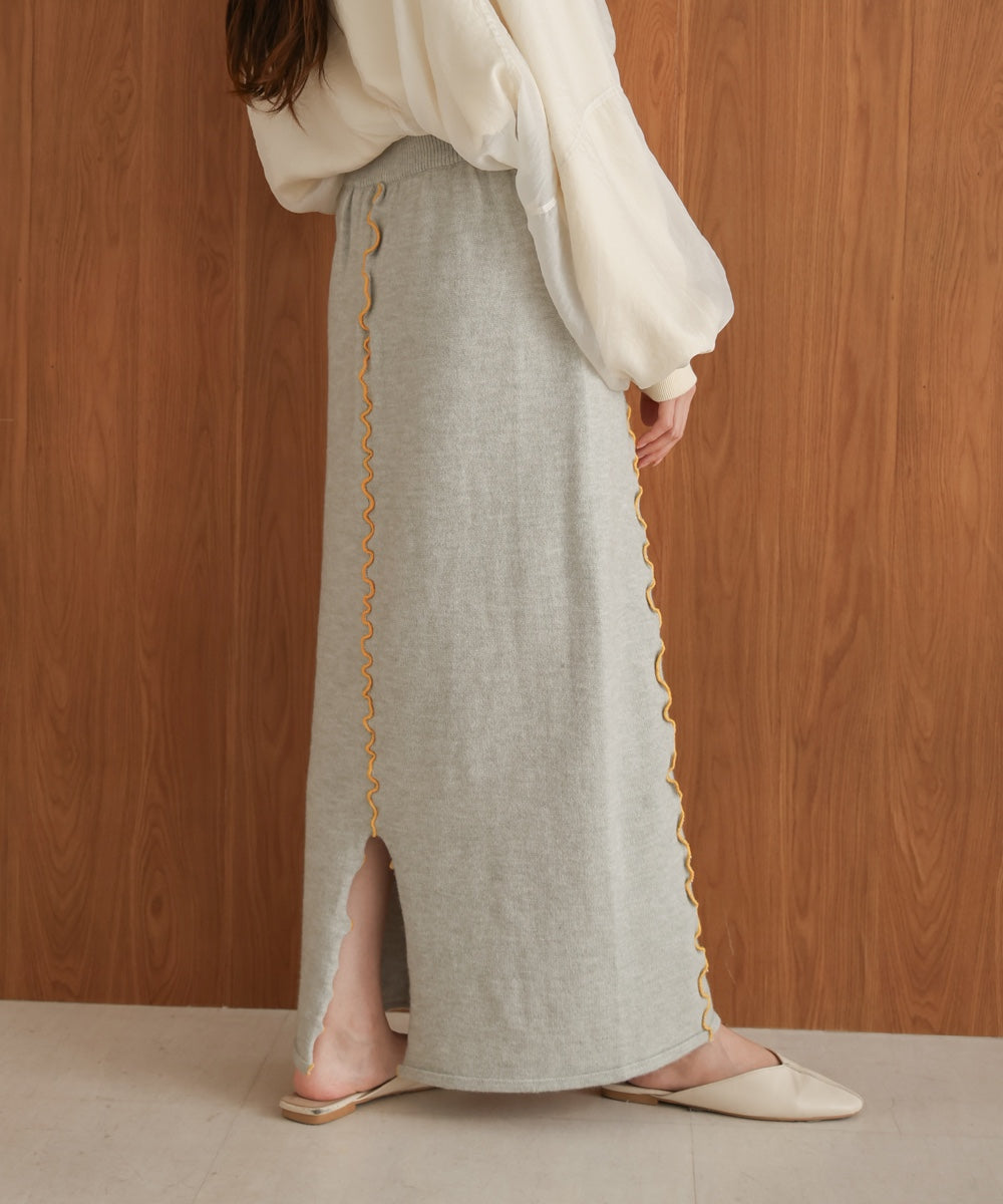 【大人気ニット/5色展開/セットアップ対応】ウェーブメロウニットスカート