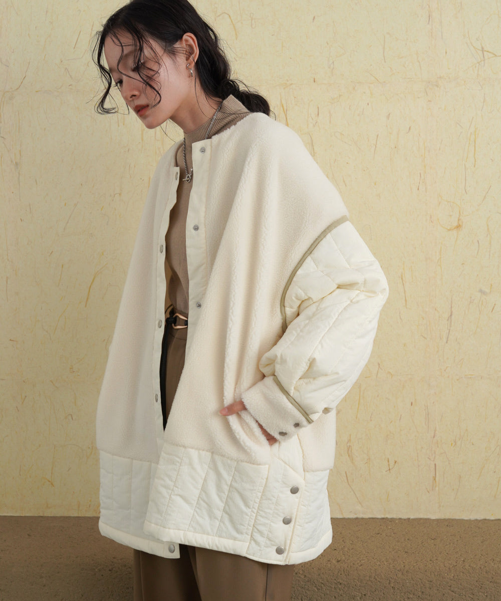 ボアキルティング切り替えコート