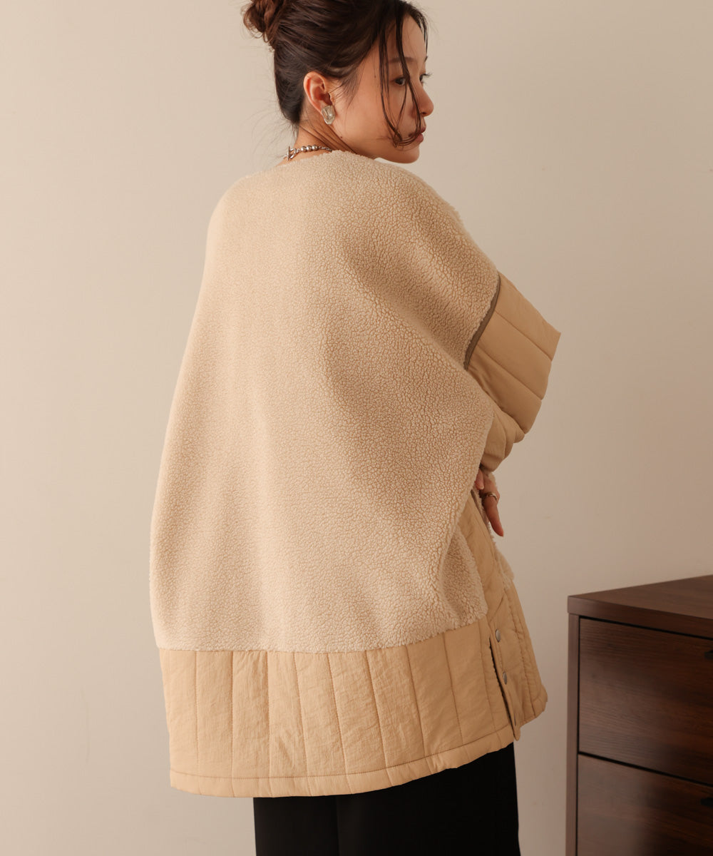 ボアキルティング切り替えコート