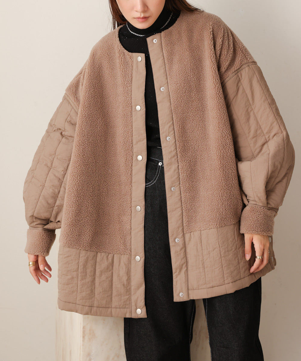 ボアキルティング切り替えコート