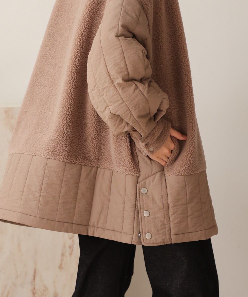 ボアキルティング切り替えコート