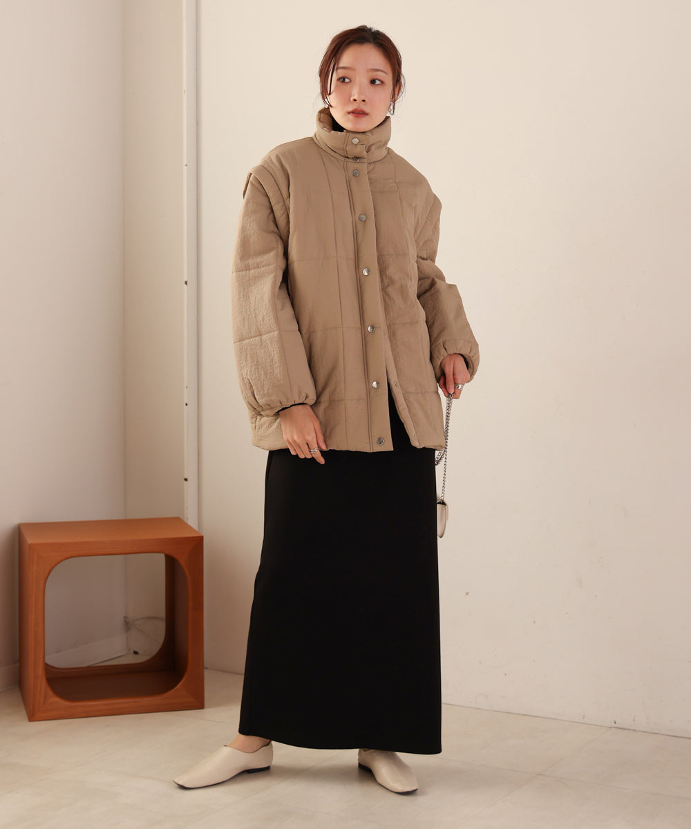 袖取り外し2WAYミドルキルティングジャケット