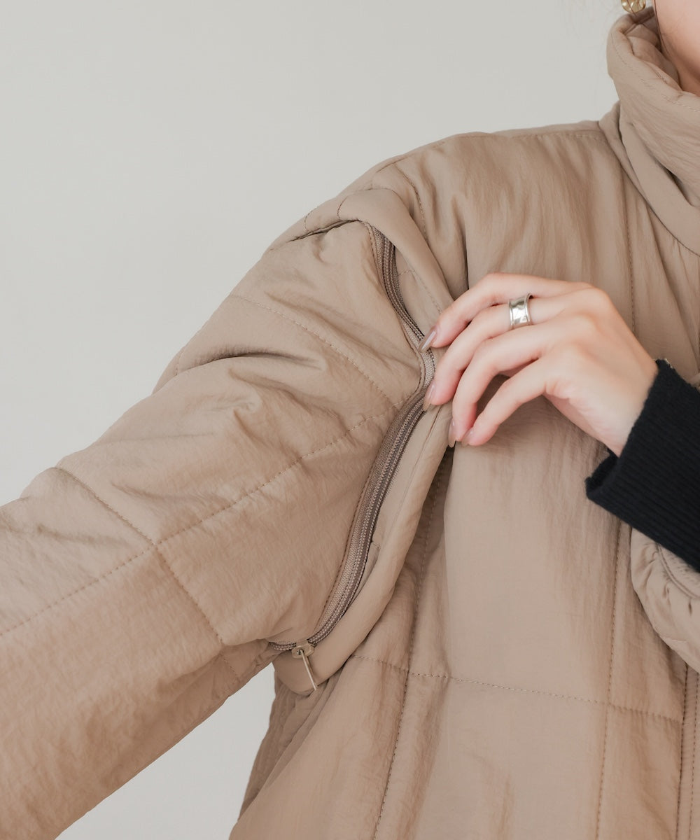 袖取り外し2WAYミドルキルティングジャケット