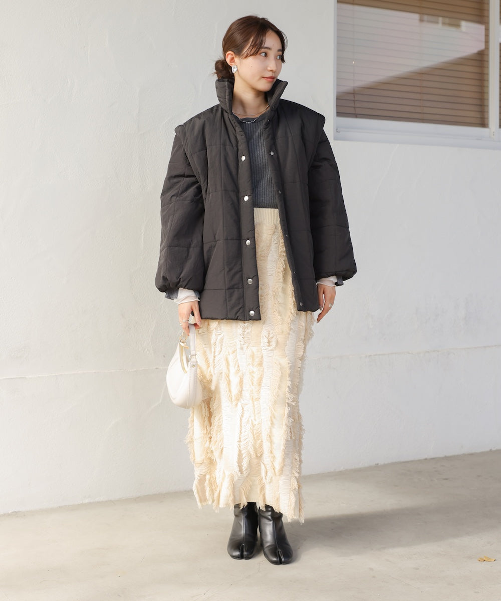 袖取り外し2WAYミドルキルティングジャケット