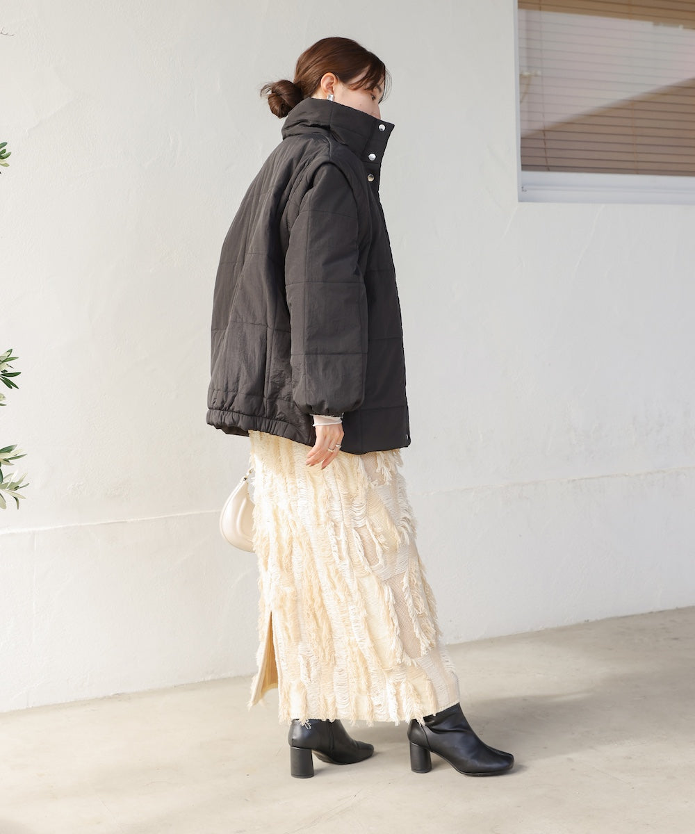 袖取り外し2WAYミドルキルティングジャケット