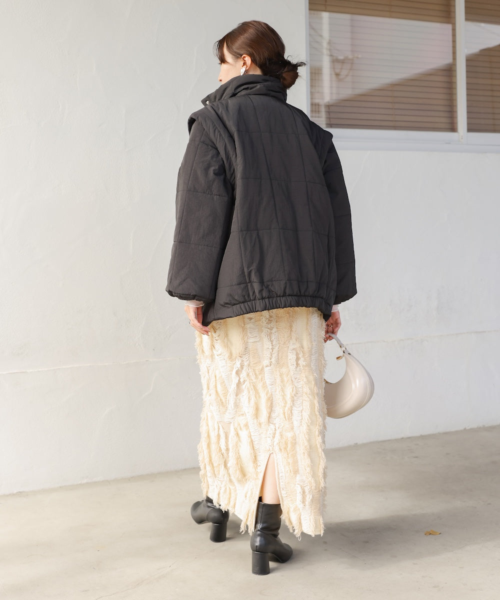 袖取り外し2WAYミドルキルティングジャケット