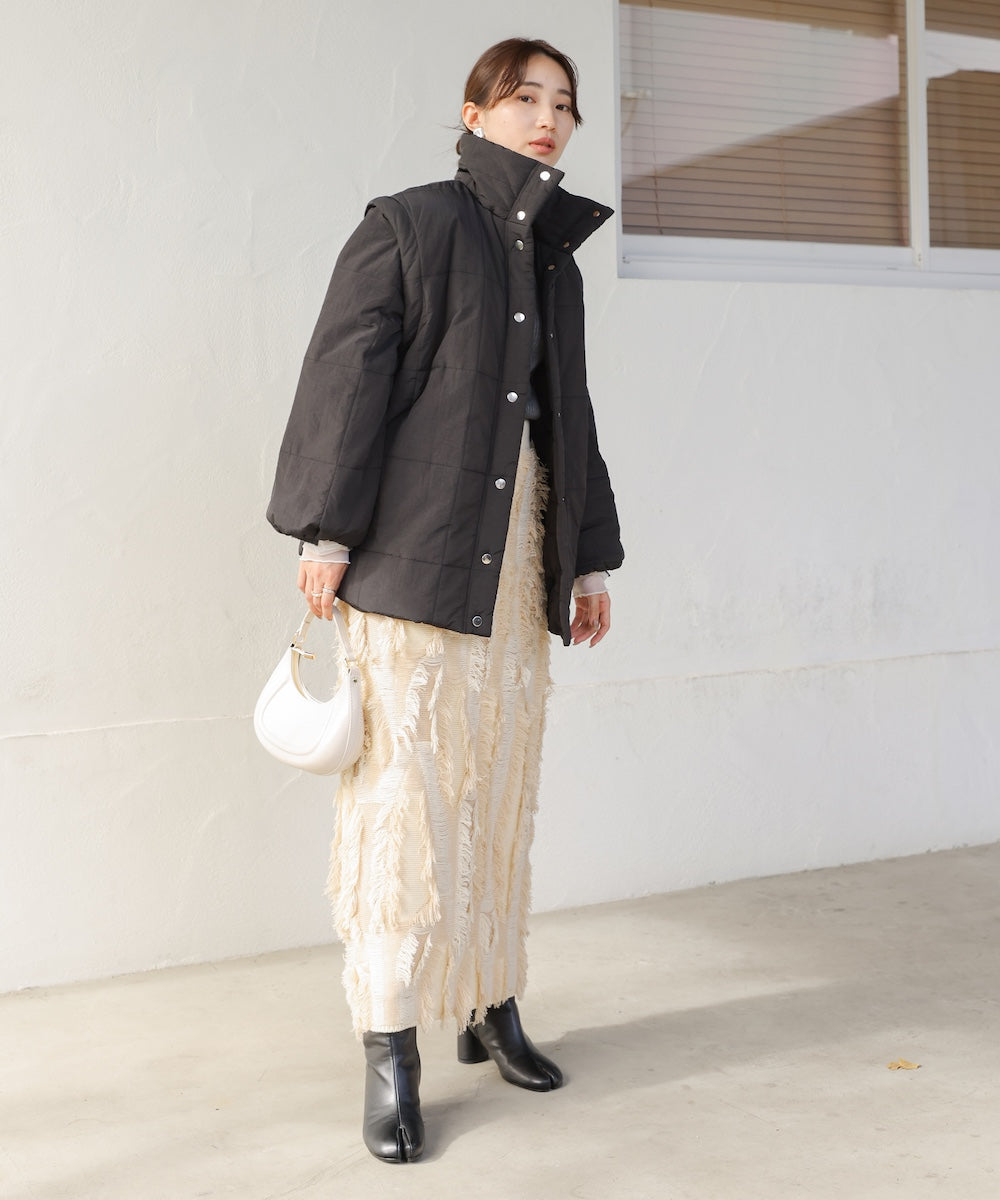 袖取り外し2WAYミドルキルティングジャケット