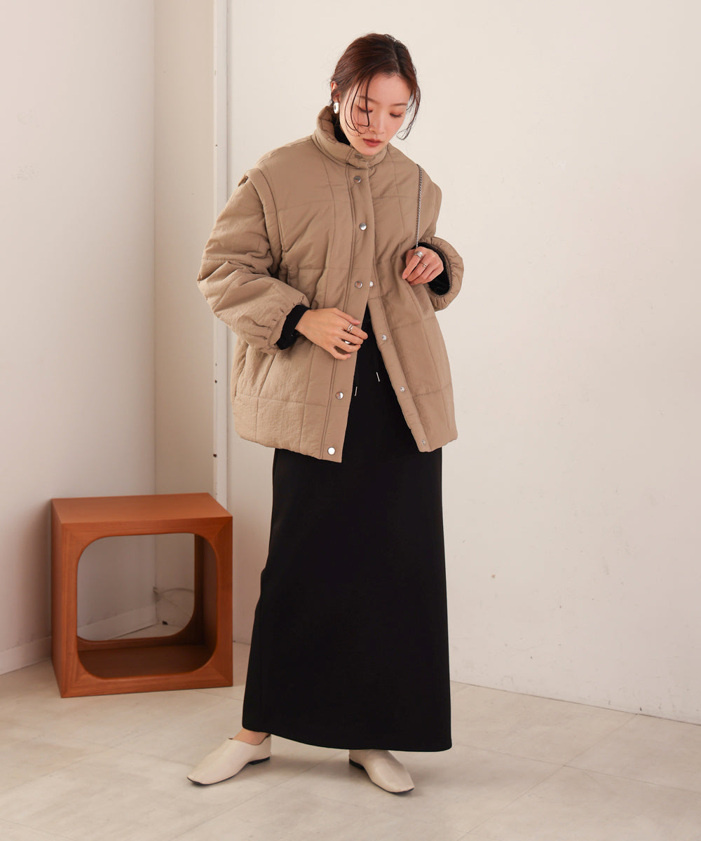 袖取り外し2WAYミドルキルティングジャケット