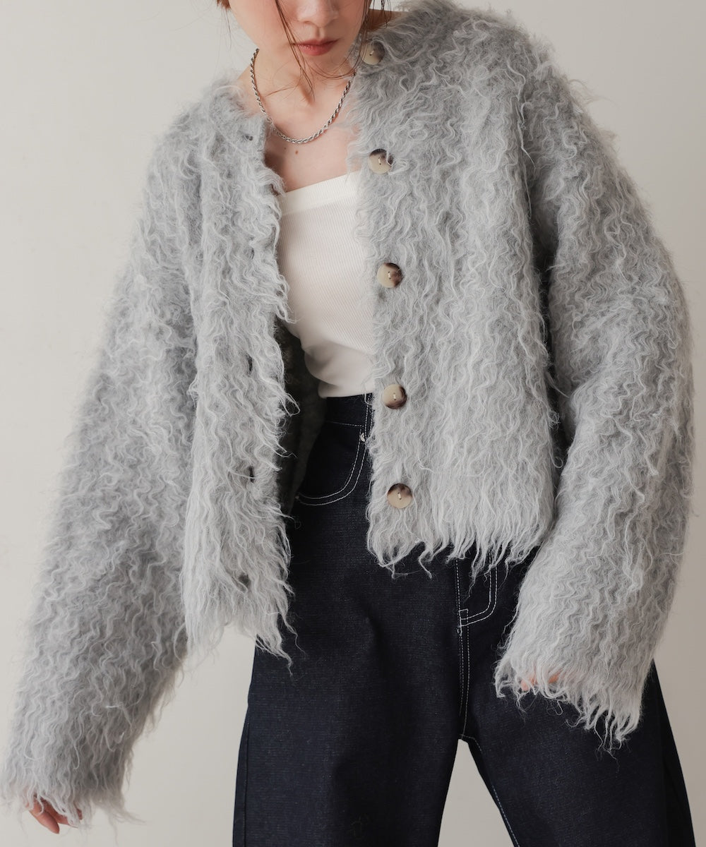 MIXシャギーニットカーディガン