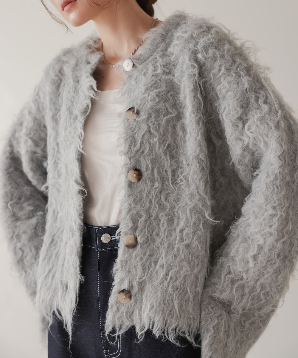 MIXシャギーニットカーディガン