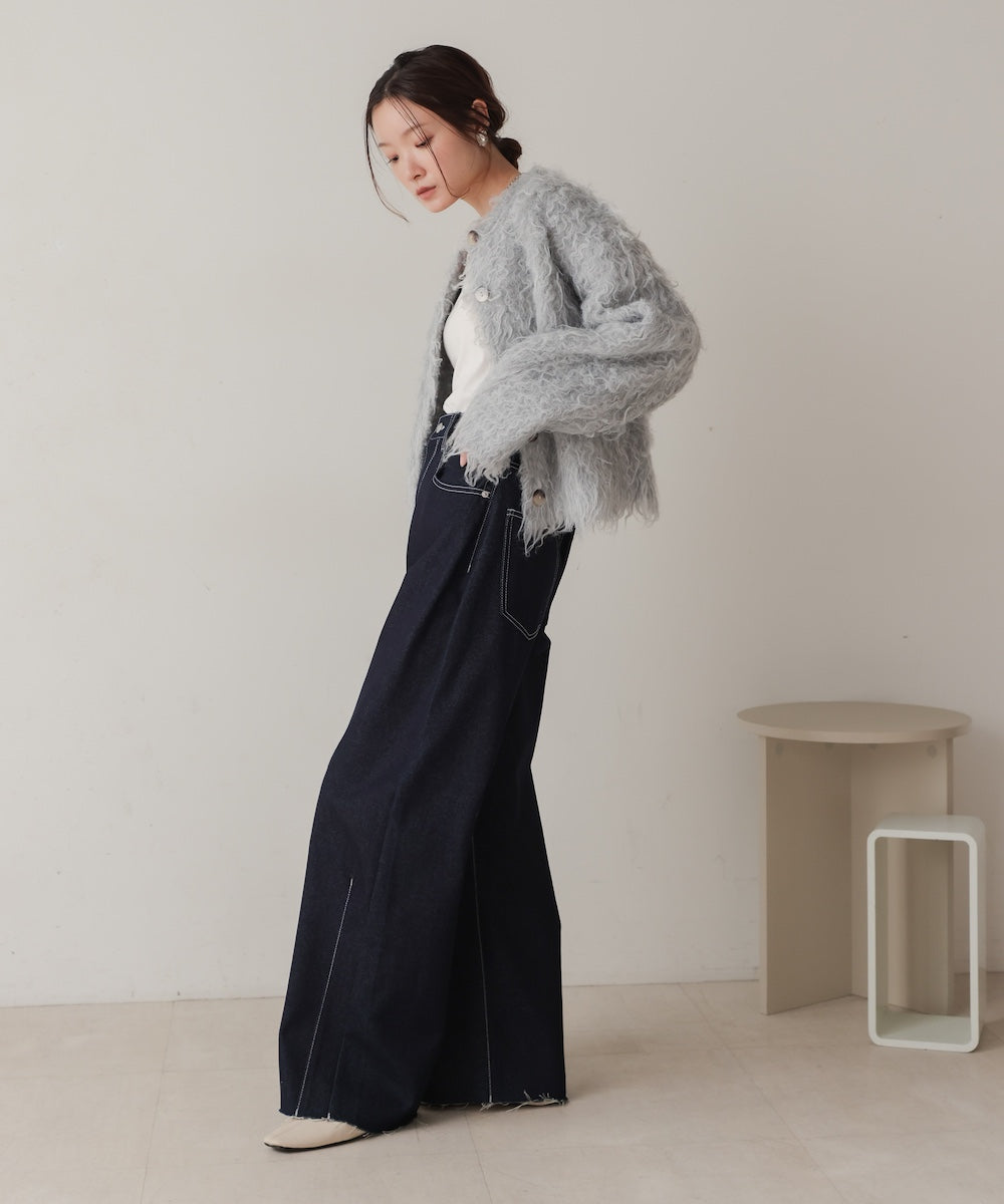 MIXシャギーニットカーディガン