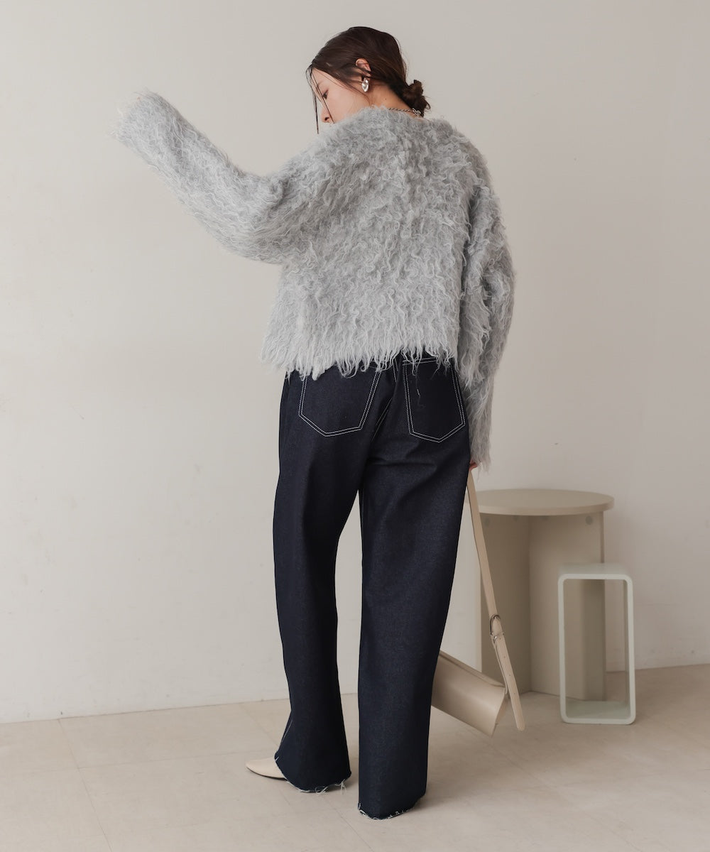 MIXシャギーニットカーディガン