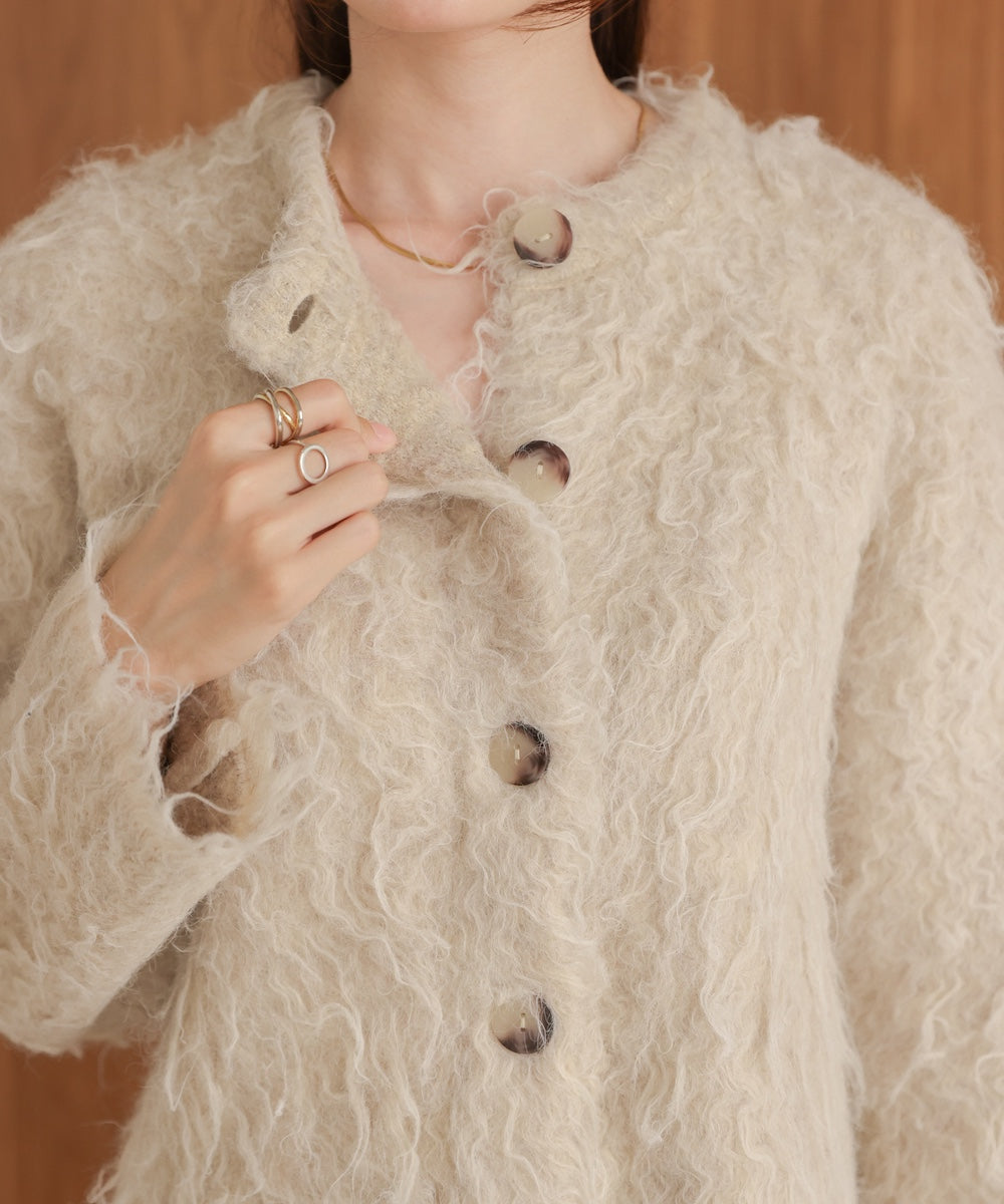 MIXシャギーニットカーディガン