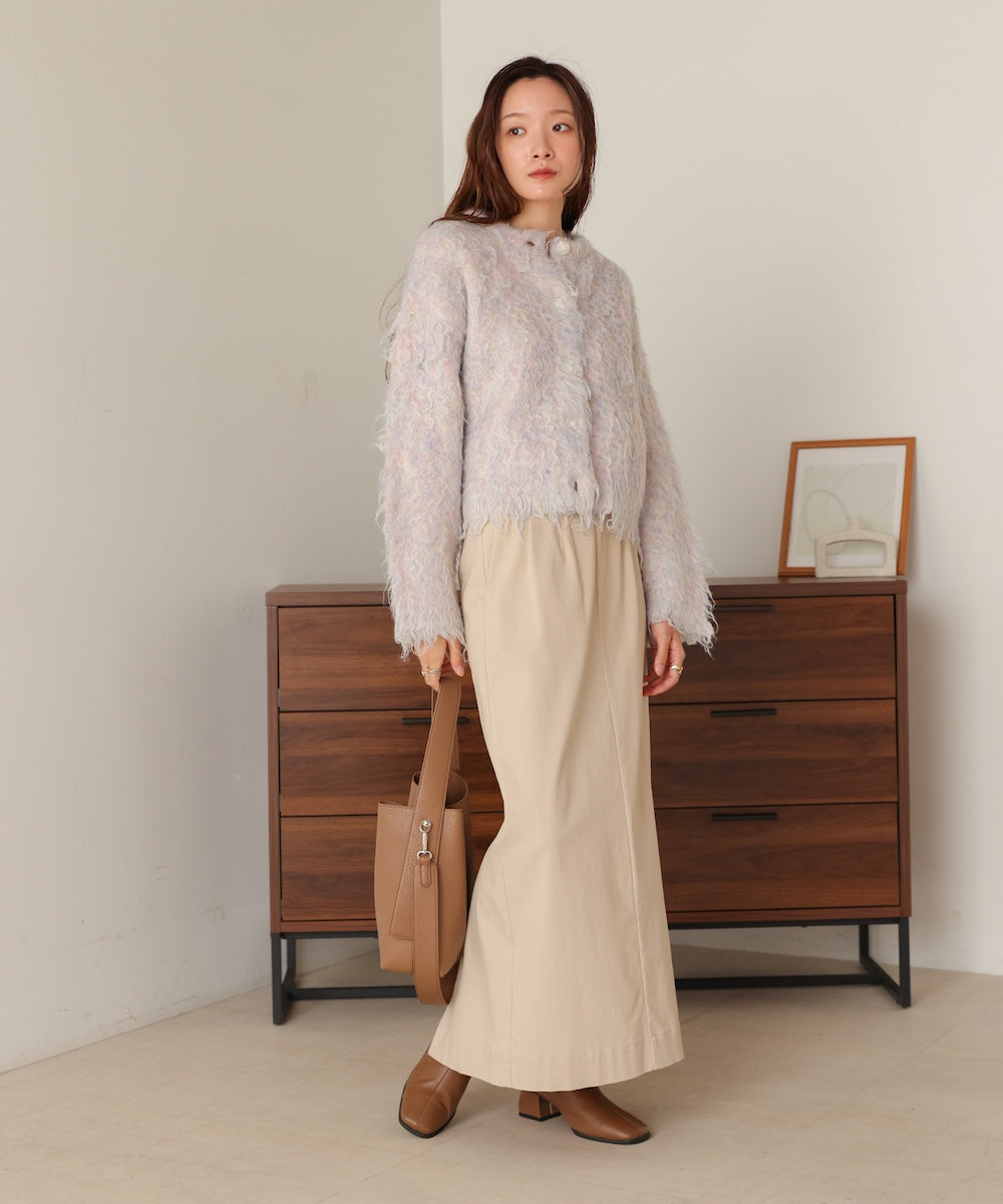 MIXシャギーニットカーディガン