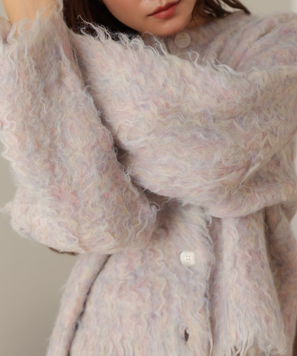 MIXシャギーニットカーディガン