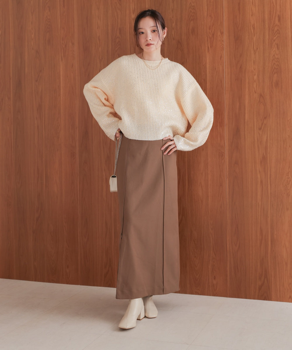 箔プリントニットプルオーバー