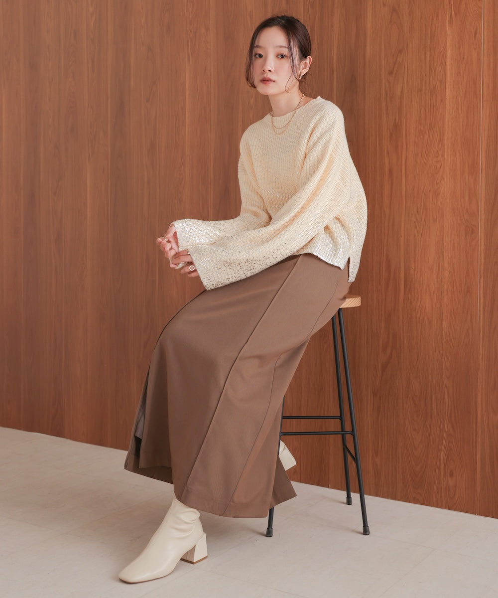 箔プリントニットプルオーバー