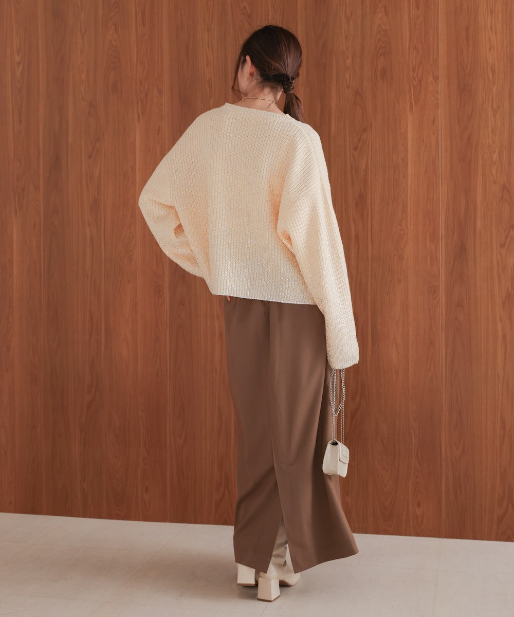 箔プリントニットプルオーバー