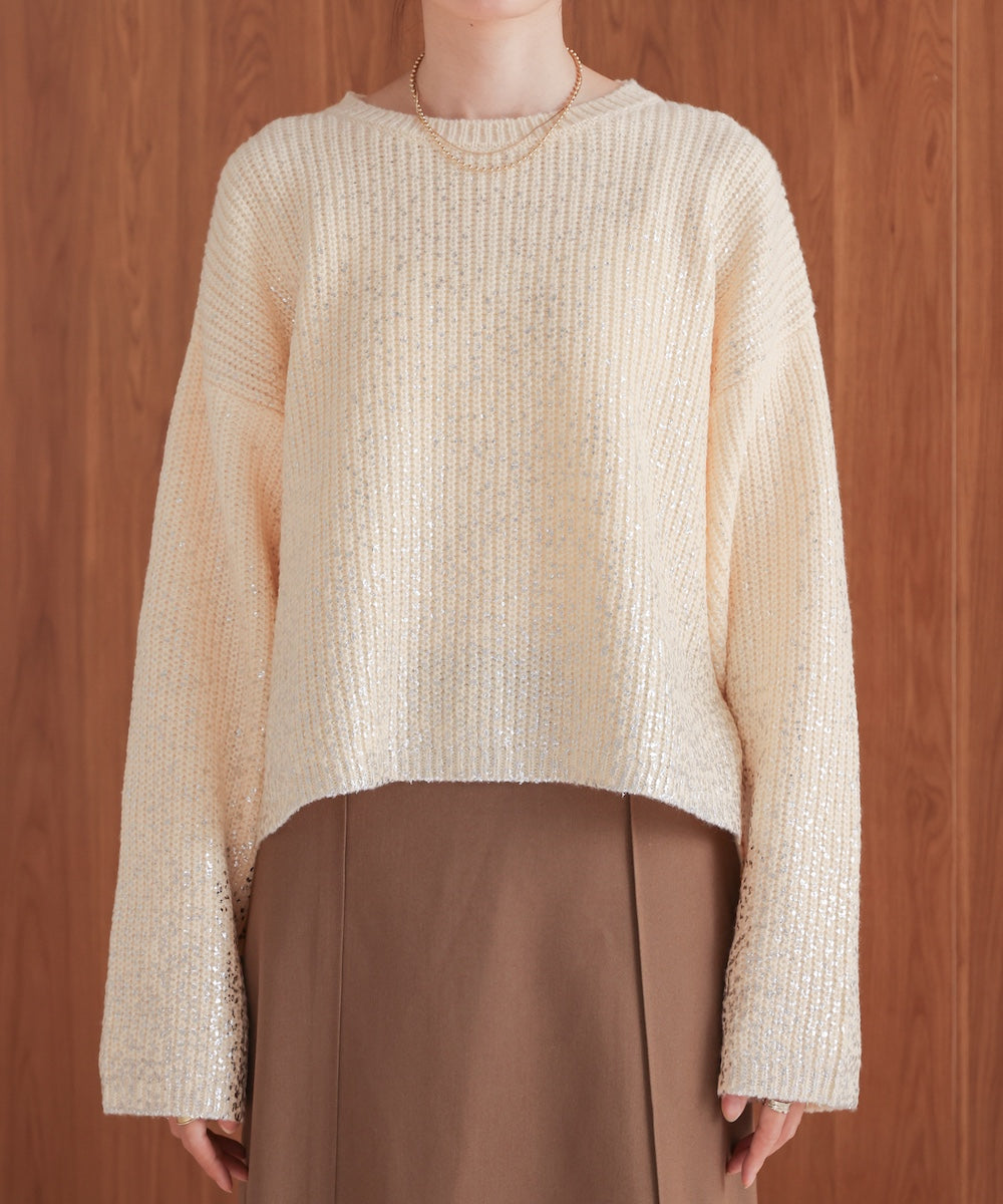箔プリントニットプルオーバー