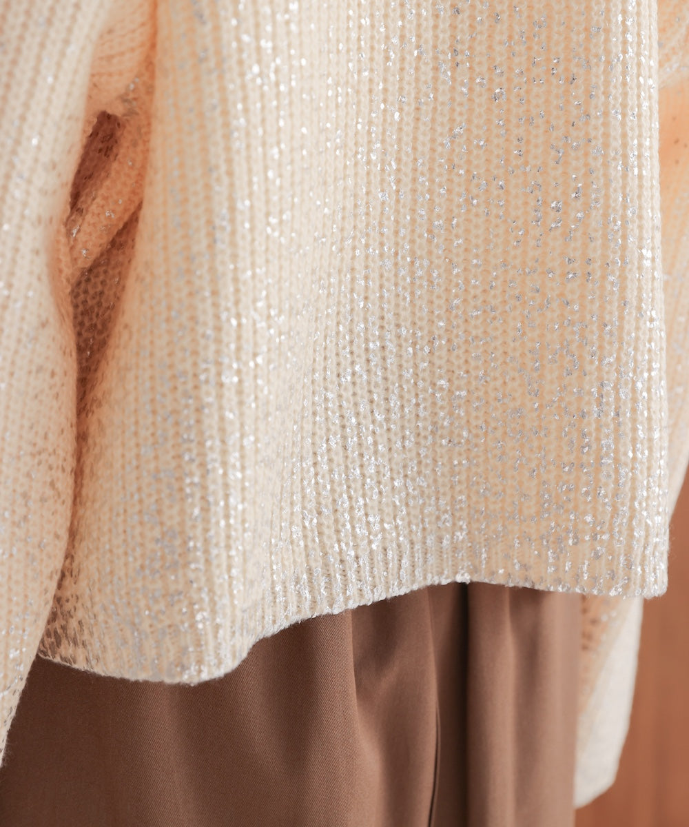 箔プリントニットプルオーバー